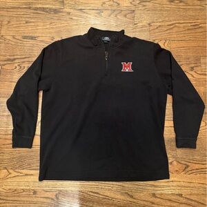 Men’s Miami U Black Vantage Quarter-Zip Sweatshirt with Red “M” Logo, Size XL